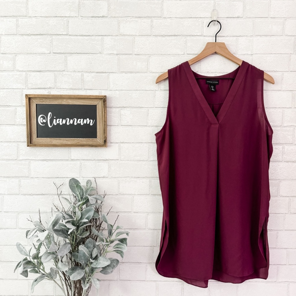 ADRIENNE VITTADINI Maroon Sleeveless Tunic Top